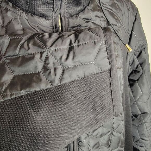 Susan Graver Water Resistant Mixed Media Jacket Black 2x - Picture 5 of 10